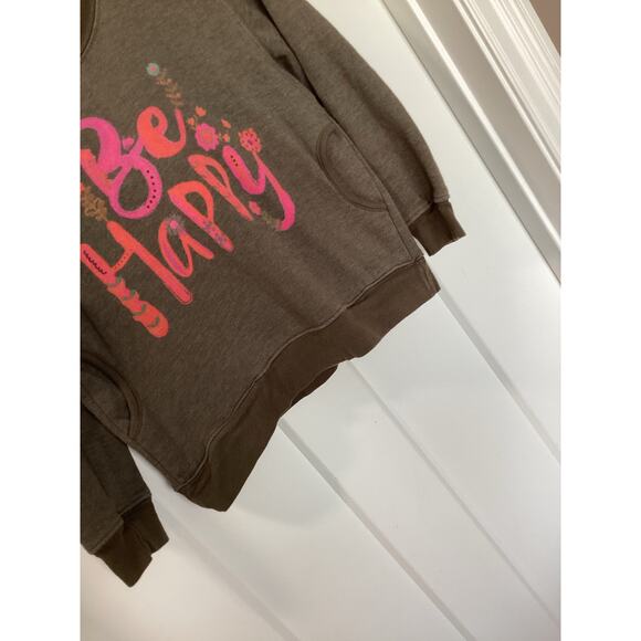 Girls Natural life graph sweatshirt be happy floral boho brown - Picture 4 of 9